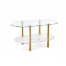 Стол журнальный HALMAR DUCAT белый мрамор/прозрачный/золотой